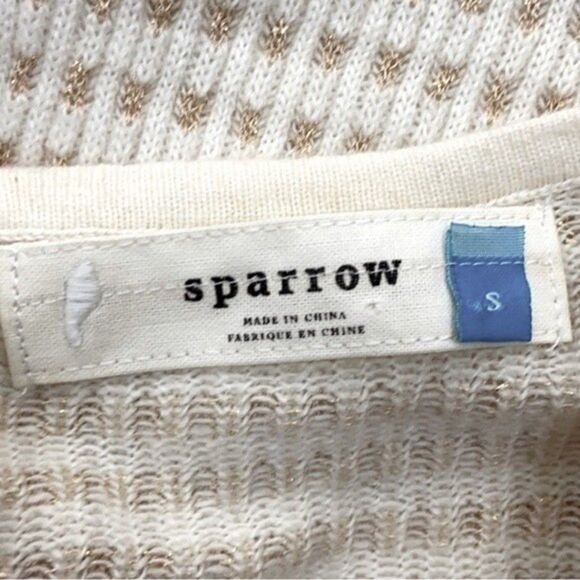 Anthropologie Sparrow Cream Gold Gilt Grid Sweater Dress Size Small - Picture 9 of 11